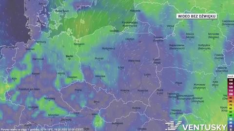 Prognozowane porywy wiatru w dniach 19-23.05