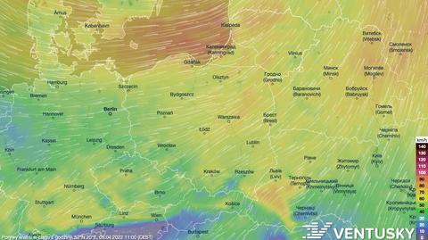 Prognozowane porywy wiatru w kolejnych dniach