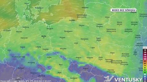 Prognozowane porywy wiatru na kolejne dni