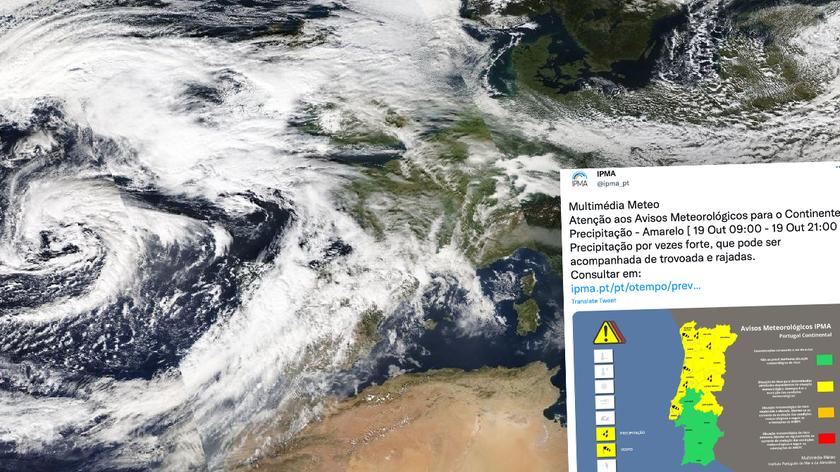 Prognozowane opady deszczu w Portugalii w czwartek