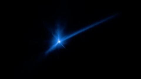 Uderzenie sondy DART w Dimorphosa okiem Teleskopu Hubble'a