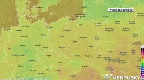 24-28.08 - prognoza temperatury na następne pięć dni (Ventusky)