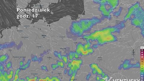 Rozkład i suma opadów w najbliższych dniach (ventusky.com | wideo bez dźwięku)