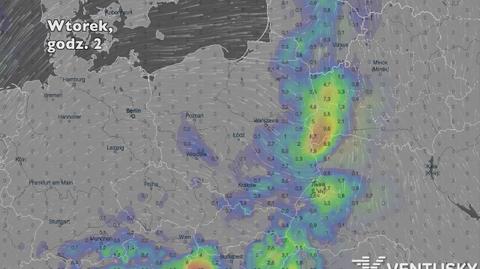 Opady deszczu w ciągu najbliższych dni (Ventusky.com)