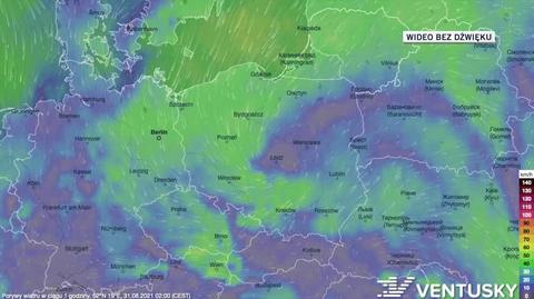 Prognozowane porywy wiatru w ciągu kolejnych dni