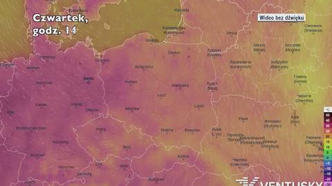 Temperatura w ciągu najbliższych pięciu dni (Ventusky.com) | wideo bez dźwięku