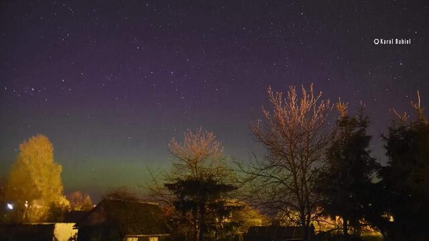 Northern lights in Poland. The lights of the north danced in the Polish ...