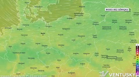 Prognoza temperatur w dniach 28.05-01.06