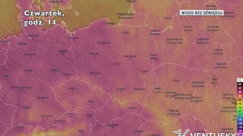 Temperatura w ciągu najbliższych pięciu dni (Ventusky.com) | wideo bez dźwięku