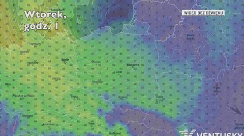 Prognozowane porywy wiatru w następnych dniach