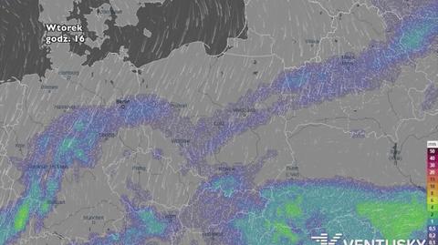 Rozkład i suma opadów w najbliższych dniach (ventusky.com)