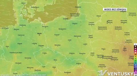 Prognoza temperatur w dniach 14-18.06