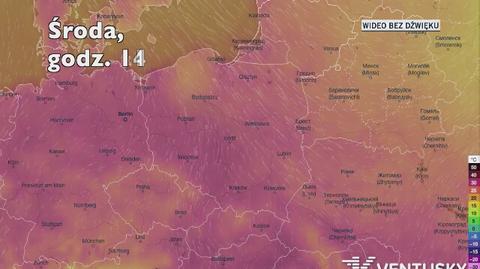 Temperatura w ciągu kolejnych pięciu dni (Ventusky.com | wideo bez dźwięku)