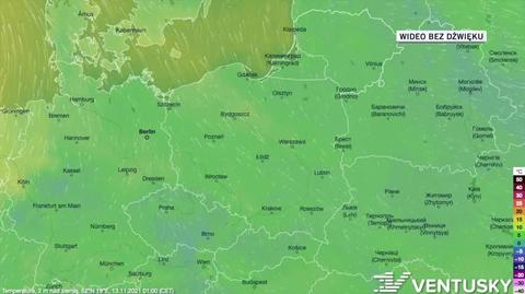 Prognozowana temperatura w dniach 13-17.11