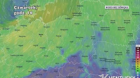 Prognozowane porywy wiatru w najbliższych dniach