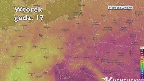 Prognozowana temperatura w najbliższych dniach (Ventusky.com)