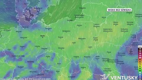 Prognozowane porywy wiatru w kolejnych dniach