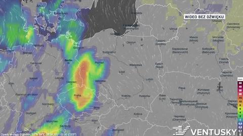 Prognozowane opady w ciągu najbliższych dni (Ventusky.com)