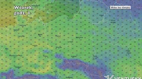 Prognozowane porywy wiatru w najbliższych dniach