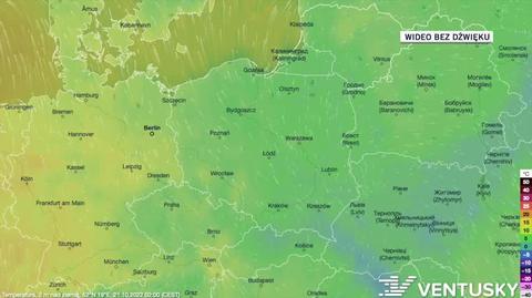 Prognoza temperatury w dniach 21-25.10