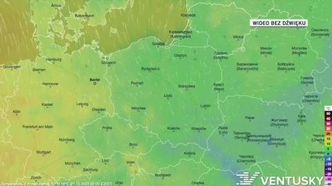 Prognoza temperatury w dniach 21-25.10