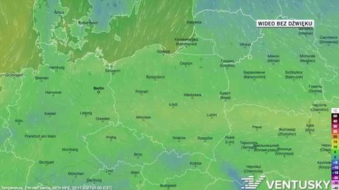 Prognozowana temperatura w dniach 22-26.11