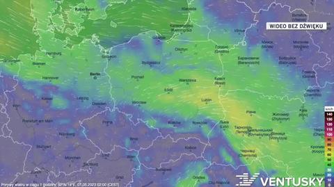 Prognozowane porywy wiatru w dniach 7-11.05