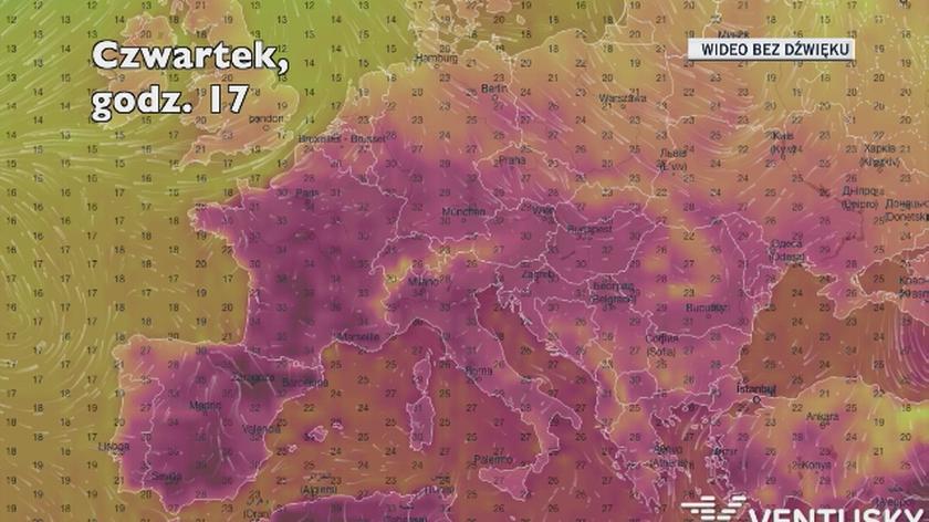 Temperatura w Europie w najbliższych dniach (Ventusky.com)
