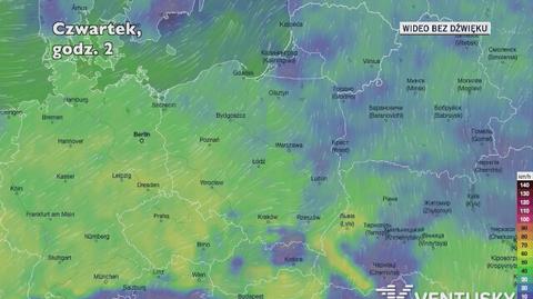 Prognozowane porywy wiatru w najbliższych dniach