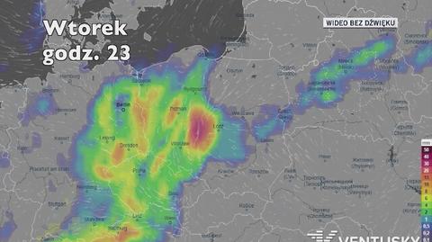 Prognozowane opady w najbliższych dniach (Ventusky.com)