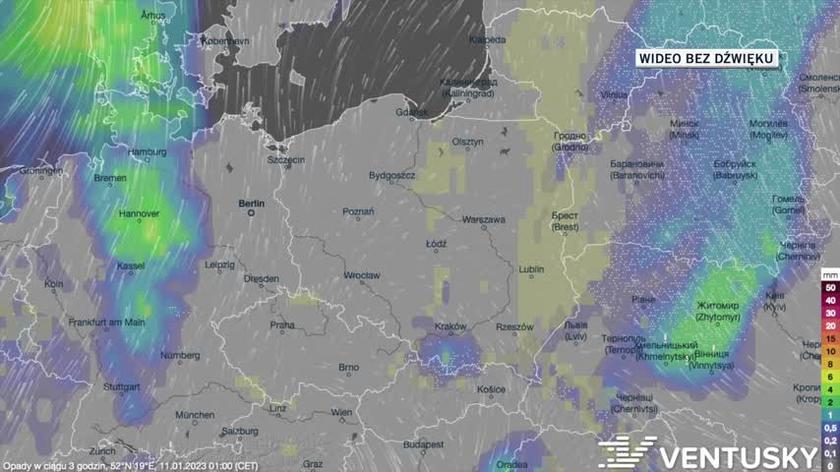 Prognozowane opady w kolejnych dniach