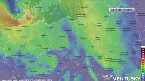 Prognozowane porywy wiatru w ciągu kolejnych dni