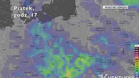 Potencjalne burze w ciągu kolejnych dni (Ventusky.com)