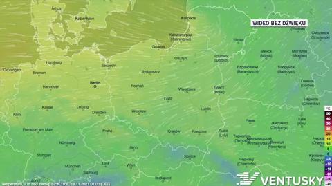 Prognozowana temperatura w dniach 19-23.11