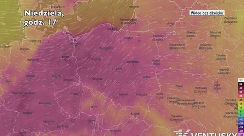 Temperatura w ciągu w kolejnych pięciu dni (Ventusky.com)