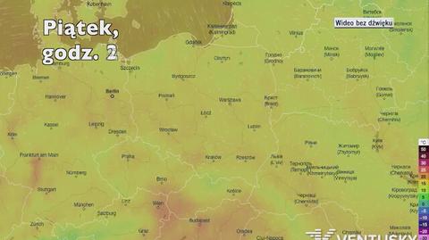 Temperatura w ciągu kolejnych pięciu dni (Ventusky.com | wideo bez dźwięku)