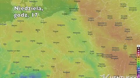 Temperatura w ciągu najbliższych pięciu dni (Ventusky.com | wideo bez dźwięku)