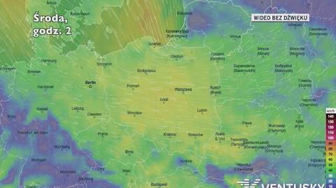 Porywy wiatru w najbliższych dniach (Ventusky.com) | wideo bez dźwięku
