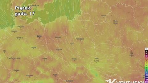 Rozkład temperatury w najbliższych dniach (ventusky.com)