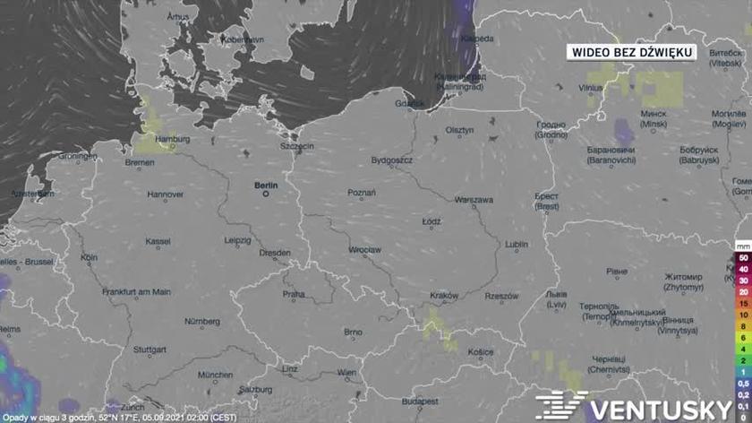 Prognozowane opady w ciągu kolejnych dni