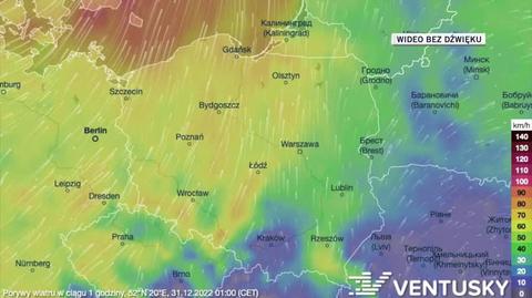 Prognozowane porywy wiatru w kolejnych dniach