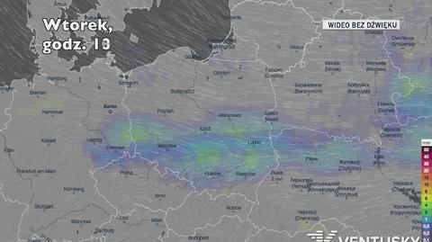 Prognozowane opady w kolejnych dniach (Ventusky.com)