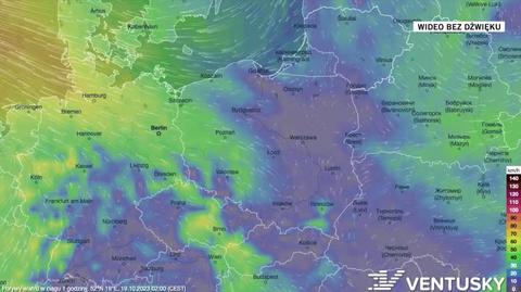 Prognoza porywów wiatru na okres 19-23.10