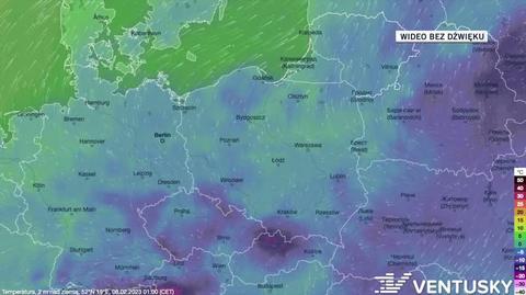 Prognozowana temperatura w dniach 8-12.02