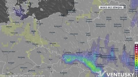 Prognozowane opady w dniach 18-22.12