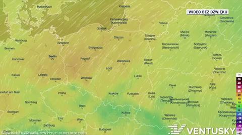 Prognozowana temperatura w dniach 21-25.10