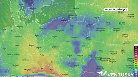 Prognozowane porywy wiatru w dniach 11-15.03