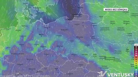 Prognozowane porywy wiatru w ciągu kolejnych dni