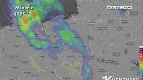 Prognozowane opady w najbliższych dniach (Ventusky.com)