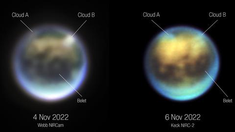 Tytan, największy księżyc Saturna, w obiektywie Kosmicznego Teleskopu Jamesa Webba